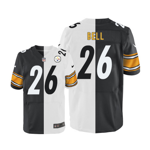 Men's Elite Le'Veon Bell Nike Jersey Black/White - #26 Split Fashion NFL Pittsburgh Steelers